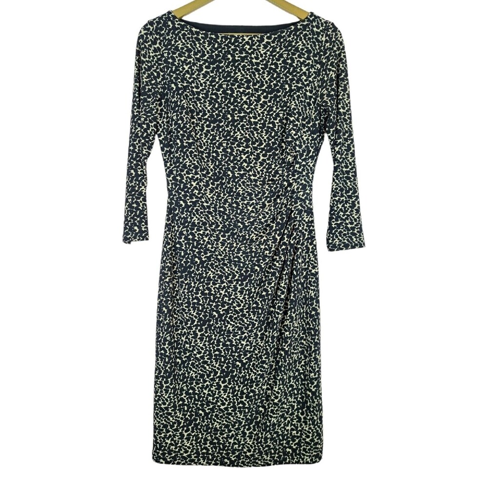 Lauren Ralph Lauren Womem Slim Fit Bodycon Dress Animal Print Size 6 Draped